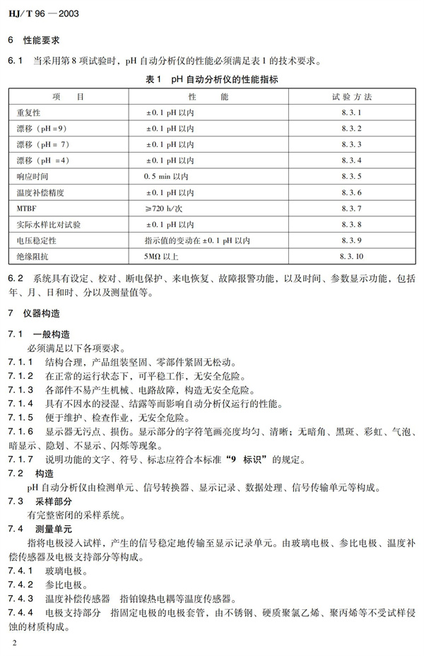 《pH水质自动分析仪技术要求》（HJT 96-2003）(图7)